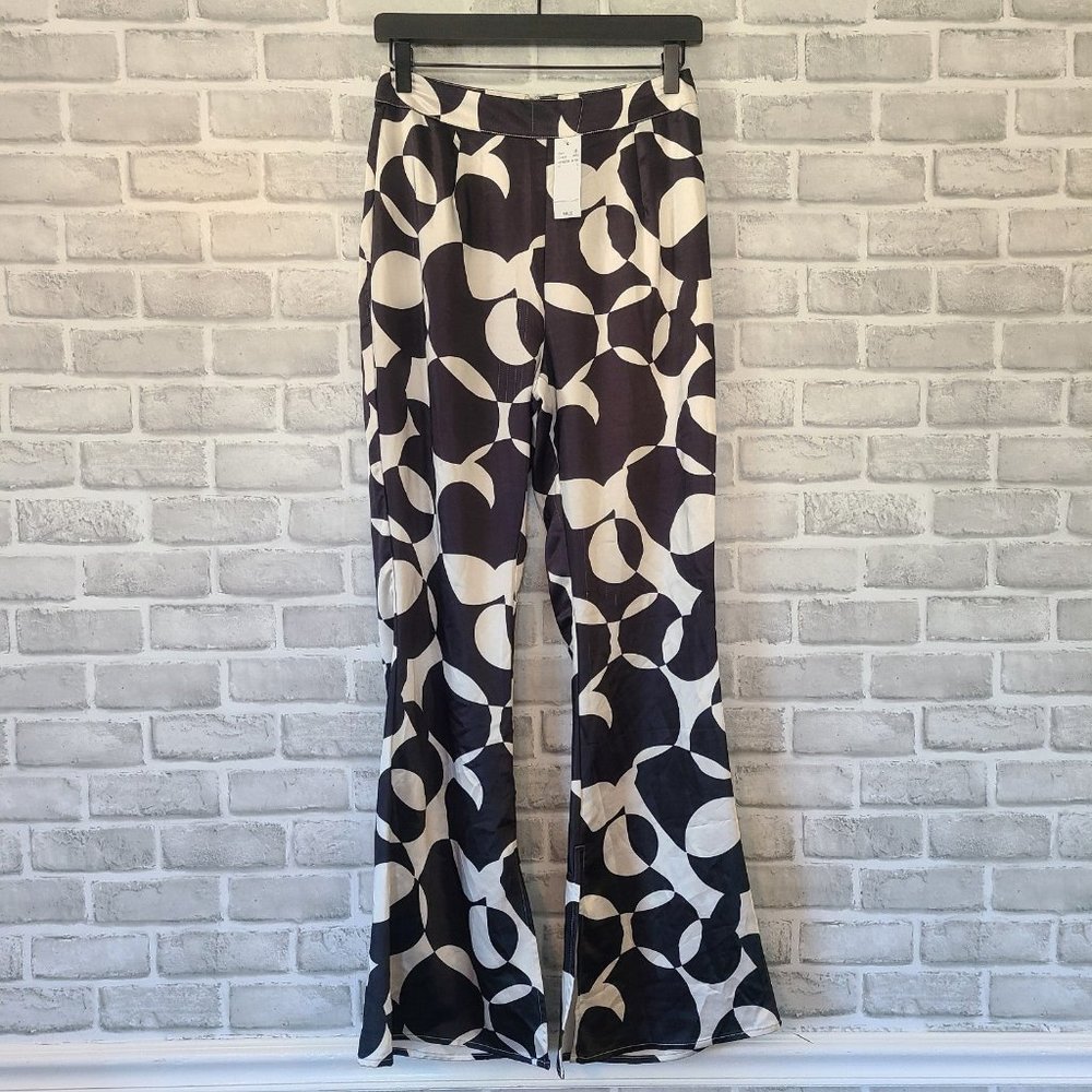 Pacsun Ryan Destiny Black White Satin Pants Abstract Size S GoGo Costume *Flaw